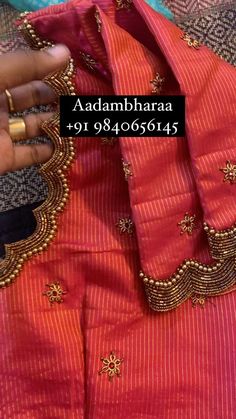 Aadambara Blouses, Both Neck Blouse Design, Muggum Work Design Simple, Aari Work Half Sleeve Design, Muggum Work Blouse Designs Bridal Simple, Unique Maggam Work Blouse Designs, Simple Maggam Designs For Blouses, Work On Blouse Designs