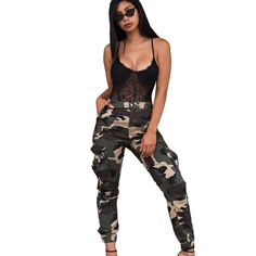 Camouflage Cargo Pants For Fall, Fall Camouflage Cargo Pants, Military Style Camouflage Trousers, Camouflage High Waist Pants With Side Pockets, Fall Camouflage Trousers, Camouflage Long Bottoms For Fall, Camouflage Long Pants For Fall, Fall Camouflage Long Bottoms, Fall Camouflage Bottoms