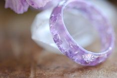 Lavender Resin Ring Purple Stacking Ring Faceted Ring | Etsy Dainty Purple Rings For Gifts, Delicate Purple Round Jewelry, Delicate Purple Ring Jewelry, Delicate Purple Ring, Dainty Purple Crystal Ring For Gift, Adjustable Lavender Amethyst Ring Gift, Adjustable Lavender Amethyst Ring As A Gift, Purple Hypoallergenic Jewelry For Weddings, Hypoallergenic Purple Jewelry For Wedding