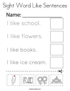 the sight word like sentence worksheet for children to practice their handwriting and writing skills