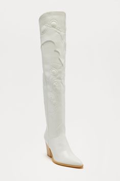 Available In White. Thigh High Cowboy Boots Pointed Toe High Heel Block Heel Imported | Texas Charm Thigh High Boots in White size 7 by Fashion Nova Over The Knee Boots For Spring, Fitted Over-the-knee Spring Boots, Spring Over-the-knee Boots, Spring Over-the-knee Fitted Heeled Boots, Western Style Fitted Heeled Boots For Spring, Fitted Over-the-knee Heeled Boots For Spring, Spring Fitted Over-the-knee Heeled Boots, White Fitted Over-the-knee Boots, Thigh High Cowboy Boots