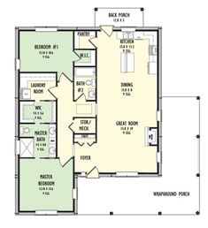 the floor plan for a two story house with three bedroom and an attached kitchen area