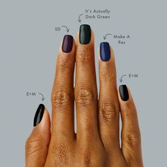 Coat Check – Olive and June Short Fall Nail Designs, Short Fall Nail, Navy Nail Polish, Matte Nail Colors, Emerald Nails, Multicolored Nails, Navy Nails, Coat Check, Fun Nail Colors