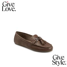 in stock Brown Almond-toe Tassel Loafers With Branded Insole, Brown Slip-on Driving Loafers, Loafers Online, Power Suit, Slipper Shoes, Metallic Accents, Loafers, Slippers, Fabric