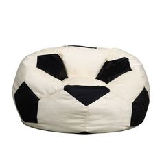 a black and white bean bag chair