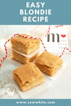 easy blondie recipe with text overlay