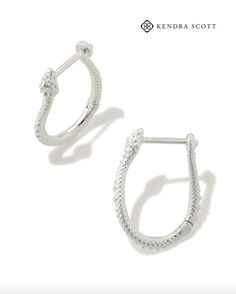 Sculptural metal snakes shape these huggies, creating effortlessly edgy earrings you’ll be set to stun in 🩶 Silver Kendra Scott, Edgy Earrings, Snake Pendant, Ear Stack, Snake Ring, Demi Fine Jewelry, Silver Prices, The Snake, Huggie Earrings