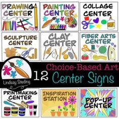 art center signs with the words choice - based art 12 center signs