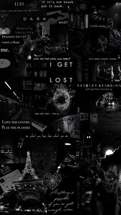 black and white collage with text that reads i get lost