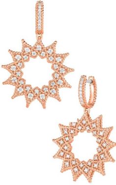 Roberto Coin Roman Barocco Rose Gold & Diamond Starburst Drop Earrings (7771926AXERX). 18 k rose gold with total 0.58ct diamonds. Rhodonite Ring, Diamond Accessories, K Rose, Daisy Necklace, Heart Necklace Diamond, Pearl And Diamond Earrings, Roberto Coin, Cushion Diamond, Daisy Earrings