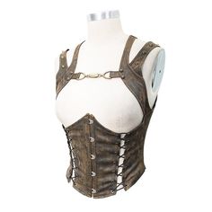 A cute steampunk corset vest to add a dash of vintage fashion to your casual outfits!The hook at the neckline and bodice can be unfastened, the string at the back can be adjusted. Product Specifications:Style: SteampunkFabric: 63% Cotton, 33% Polyester, 4% Synthetic Leather Steampunk Mode, Steampunk Outfits, Moda Steampunk, Corset Steampunk, Steampunk Vest, Mode Steampunk, Corset Vest, Vintage Steampunk, Style Steampunk