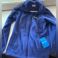 Columbia Jacket Nwt, Xs. Excellent Condition Blue Long Sleeve Fleece Jacket For Winter, Cozy Blue Outerwear For Winter, Cozy Blue Winter Outerwear, Blue Casual Fleece Jacket For Winter, Casual Blue Fleece Jacket For Winter, Casual Blue Fleece Outerwear, Blue Hooded Fleece Outerwear, Blue Casual Long Sleeve Fleece Jacket, Blue Winter Outerwear