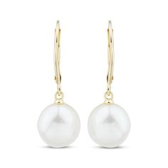 Simply elegant, these cultured pearl dangle earrings are the perfect complement to any attire. Crafted in 10K yellow gold Each earring showcases a single 10mm baroque freshwater cultured pearl drop The earrings secure with lever backs Akoya Pearl Drop Earrings, Classic Pearl Earrings With Lever Back, Classic Pearl Earrings With Lever Back Ear Wires, Classic White Pearl Earrings With Lever Back, Pear-shaped 14k Gold Pearl Earrings, Classic Pearl White Dangle Pearl Earrings, Classic Pearl White Dangle Earrings, Classic Round Pearl Drop Earrings, Formal Akoya Pearl Earrings With Ear Wire