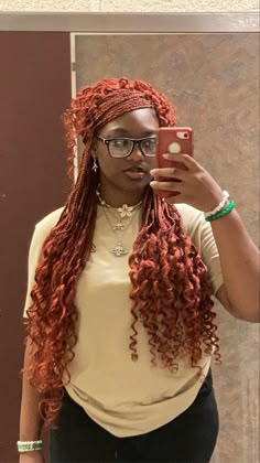 Hairstyles For Bohemian Box Braids, Ginger Bohemian Box Braids, Bohemian Braid Hairstyles, Ginger Boxbraids, Bohemian Braid Styles, Bohemian Braids On Natural Hair