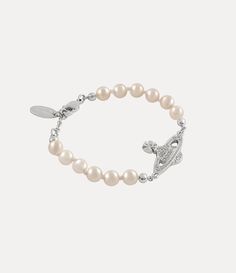 Mini Bas Relief Pearl Chain Bracelet in PLATINUM-CRYSTAL-Crystal-PEARL-Pearl | Vivienne Westwood® Wishlist Expensive, Vivienne Westwood Bracelet, Vivienne Westwood Jewelry, Expensive Stuff, Dream Wishlist, White Fits, Dream Aesthetic, Jewelry Accessories Ideas, Fame Dr