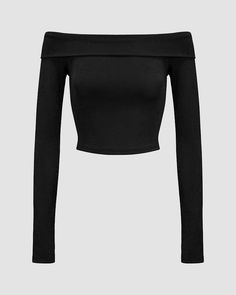 Details: Long-sleeve off-shoulder topTop Length: CroppedSleeve Length: Long SleevesMaterials:95% Polyester + 5% Spandex Solid Off-shoulder Fitted Top, Stretch Off-shoulder Long Sleeve Top For Night Out, Black Stretch Off-shoulder Top, Stretch Off-shoulder Top For Night Out, Black Stretch Long Sleeve Off-shoulder Top, Black Stretch Off-shoulder Long Sleeve Top, Fitted Black Top With Boat Neck, Black Fitted Boat Neck Top, Stretch Cold Shoulder Top For Night Out