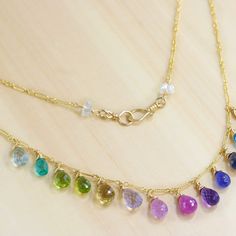 Multi Gemstone Necklace, Rainbow Necklace, Colorful Necklace, Multi Sapphire Necklace, Rainbow Gemstone Necklace, Colorful Gemstone Necklace (25673 - 3) Bohemian Multicolor Briolette Jewelry, Multicolor Dangle Necklaces With Natural Stones, Multicolor Teardrop Gemstone Jewelry, Multicolor Teardrop Gemstones For Jewelry Making, Multicolor Teardrop Stone Necklace, Teardrop Gemstone Multicolor Jewelry, Teardrop Multicolor Gemstones For Jewelry Making, Handmade Multicolor Briolette Gemstones, Multicolor Briolette Gemstones For Gifts