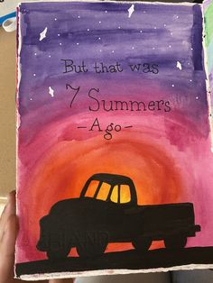 someone is holding up a book with an image of a truck in the background that says, but that was my summer's ago