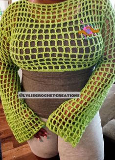 This mesh top is super cute and the color is amazing! It can be worn to the beach or even out on a date with a dress and so many other options. It's ready to ship in a size L/XL. Green Crochet Top For Beachwear In Spring, Crochet Tops For Beach Season, Stretch Mesh Top For Summer Beach, Stretch Mesh Top For Beach In Summer, Fitted Mesh Top For Beach In Summer, Long Sleeve Mesh Top For Summer Beach, Spring Vacation Mesh Tops, Green Crochet Beachwear Top For Spring, Summer Beach Stretch Mesh Top