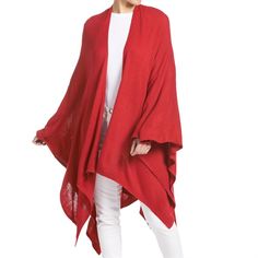 Red Wrap Outerwear For Layering, One Size Long Sleeve Layering Cape, One Size Open Front Outerwear For Layering, Red Open Front Tops For Winter, Red Open Front Top For Winter, Red Open Front Layering Cardigan, Red Open Front Cardigan For Layering, Work Home, Dose Of Colors