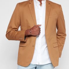 Slim Solid Camel Hyper Stretch Jacket Nwt 36s Tan Brown, Camel, Mens Jackets, Jackets & Coats, Man Shop, Color