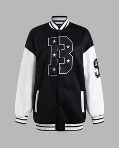 Details: Oversized baseball jacket with Letter B designTopLength: NormalSleeveLength: Long SleevesMaterials:95% Polyester + 5% Spandex Oversized Long Sleeve Varsity Jacket For Streetwear, Varsity Long Sleeve Track Jacket For Streetwear, Varsity Track Jacket With Long Sleeves For Streetwear, Varsity Track Jacket For Streetwear, Oversized Long Sleeve Varsity Jacket With Ribbed Cuffs, Oversized Varsity Jacket With Ribbed Cuffs And Long Sleeves, Oversized Long Sleeve Varsity Jacket, Oversized Casual Varsity Jacket, Black Oversized Hip Hop Outerwear