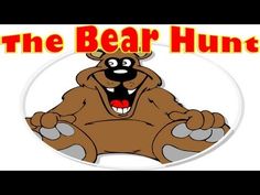 the bear hunt logo with an angry looking animal sitting on it's back legs