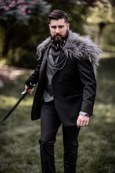 Viking Wedding Mens Suit, Viking Groomsmen Attire, Norse Groom Attire, Mens Fantasy Wedding Suit, Viking Suit Men, Nordic Inspired Wedding, Viking Wedding Outfit Male, Alternative Wedding Tuxedo, Viking Wedding Ideas Grooms