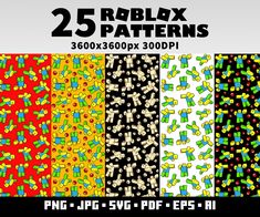 four different patterns with bows on them and the words, 25 rflex patterns