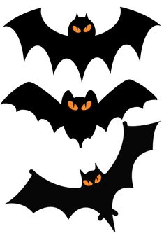 three bats with glowing eyes on them