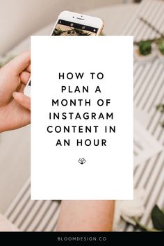 someone holding up a piece of paper that says how to plan a month of instagram content in an hour