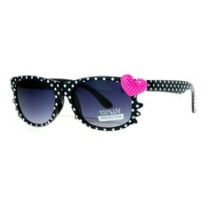 SA106 kids size cute girly polka dot Horned sunglasses. (k731bow) Size: one size.  Color: Black.  Gender: female. Cheap Heart-shaped Women's Sunglasses, Fun Heart-shaped Sunglasses With Heart Print, Cute Heart-shaped Plastic Sunglasses, Trendy Multicolor Heart-shaped Sunglasses, Pink Heart-shaped Sunglasses With Mirrored Lenses, Baby Backpack, Heart Rhinestone, Girl Backpacks, Cloth Bags