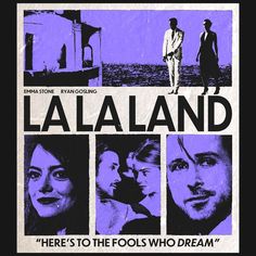 a movie poster with the words la la land on it's front and back