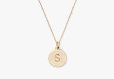 Initial Pendant | Kate Spade New York Elegant Personalized Link Necklaces, Adjustable Round Charm Necklace With Chain, Adjustable Round Charm Necklaces With Chain, Personalized Round Metal Chain Necklace, Kate Spade Necklace With Adjustable Chain, Kate Spade Necklaces With Adjustable Chain As Gift, Classic Pendant Charm Necklace With Lobster Clasp, Kate Spade Necklace With Adjustable Chain For Gift, Elegant Kate Spade Metal Jewelry