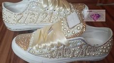 Hey, I found this really awesome Etsy listing at https://www.etsy.com/listing/1020655882/lowtop-blingpearl-converse Wedding Tennis Shoes, Pearl Converse, All White Converse, Bedazzled Converse, Bride Converse, Rhinestone Converse, Bedazzled Shoes Diy, Bling Wedding Shoes, Converse Wedding Shoes