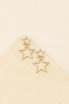 Starbright Crystal 18k Gold Plated Dangle Earrings – Ettika Crystal Dangle Earrings, Clear Crystals, Gold Earrings Dangle, Clear Crystal, Delicate Bracelet, Crystal Glass, Fashion Earrings, Gold Earrings, 18k Gold