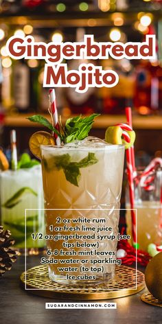 Get festive with a Gingerbread Mojito! 🍹🎄 This holiday twist on the classic mojito combines the flavors of gingerbread and mint for a refreshing yet cozy drink. Perfect for holiday parties or cozy nights in. Save this pin for your next winter cocktail inspiration! 📌✨