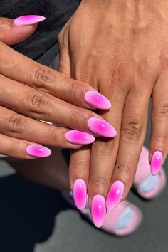 Nail Inspiration Colourful, Aura Glow Nails, Girl Nails, Gel Aura Nails, Bright Aura Nails, Nail Designs 2024 Trends, Nail Inspo Designs, Beach Acrylic Nails, Nail Design 2024