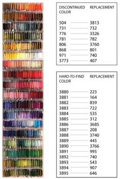 the color chart for different colored threads