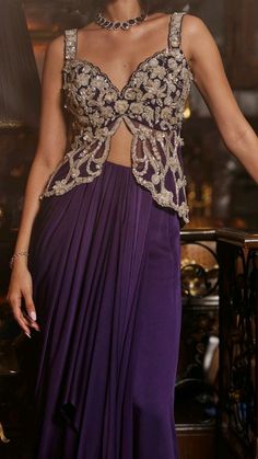 #butterflycroptop Blouse Designs Western Look, Indowestern Outfits For Wedding, Butterfly Blouse Designs Indian, Ethnic Crop Top Designs, Indo Western Blouse Designs, Butterfly Blouse Designs, Purple Wedding Outfit, Butterfly Top Outfit, Indian Outfits Modern