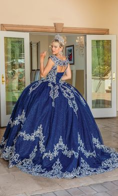 Navy blue quinceanera ball gown with lace embroidery. Royal Blue Ball Gown For Quinceanera During Prom Season, Royal Blue Ball Gown For Quinceanera And Prom Season, Royal Blue Royal Ball Gown For Quinceanera, Royal Blue Quinceanera Dress For Debutante Ball, Royal Blue Gown For Quinceanera And Prom, Royal Blue Gown For Quinceanera And Prom Season, Royal Blue Quinceanera Dress For Prom Season, Royal Blue Ball Gown For Quinceanera, Blue Ball Gown For Sweet 16