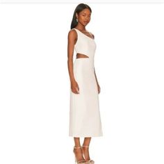 Bardot Nwt- White One Strap Dress. Wedding Attire, Or An All White Attire Party! Beautiful Chic White Evening Dress For Date Night, White Cutout Cocktail Dress, Sleeveless Cutout Dress For Wedding, White Cutout Dress For Formal Occasions, White Cutout Formal Dress, Elegant Midi Dress With Cutout For Cocktail, Elegant Cutout Midi Dress For Cocktail, White Cutout Evening Dress, Elegant One Shoulder Cutout Midi Dress