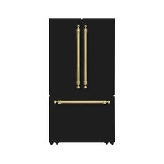 Hallman Industries 36 Inch Freestanding French Door Star Ice Cubes, Filtered Water Dispenser, Counter Depth Refrigerator, Door Rack, Counter Depth, Bottom Freezer, French Door, Ice Maker, Brass Accents