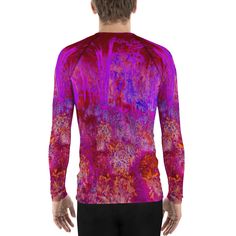 the back of a man's long sleeve shirt with an abstract design on it