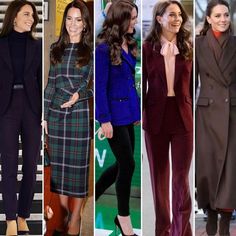 many different pictures of women in coats and dresses