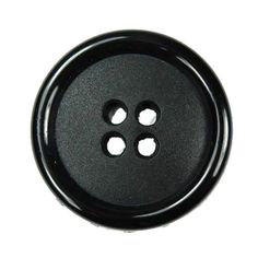 a black button with four holes on it