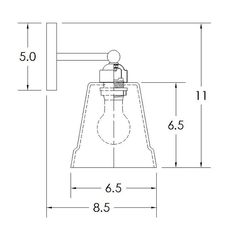 a drawing of a light bulb with measurements