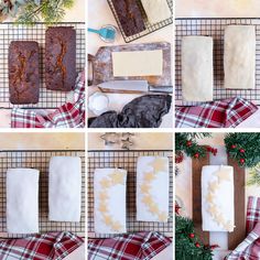 four pictures showing how to make christmas bread