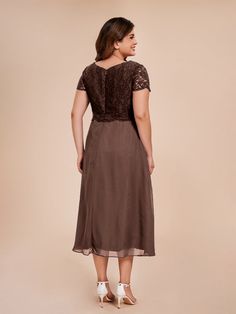 Expertly crafted for the mother of the bride, this A-line dress features a delicate lace bodice and elegant ruching that flatters all body types. Short sleeves add a touch of modesty while still keeping you comfortable. Perfect for any special occasion, this dress will make you feel confident and beautiful.    Attention!     The sleeves are see-through and unlined. (Refer to the picture below) Fitted Tea Length Dresses For Mother Of The Bride, Fitted Lace Bodice Mother Of The Bride Dress, Mother Of The Bride Evening Dress With Lace Sleeves, Mother Of The Bride Evening Dress With Lace Bodice, Elegant A-line Lace Dress For Bridesmaids, Elegant Lace Bodice Dress For Mother Of The Bride, Lace Evening Dress For Mother Of The Bride, Formal Bridesmaid Dress With Lace Bodice, Elegant Lace Mother Of The Bride Dress With Patchwork