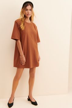 Rent Relaxed T-Shirt Dress from Nuuly. Pick 6 items for $98/month. Free shipping + returns. Brown Mini Dress With Short Sleeves For Fall, Brown Short Sleeve Mini Dress For Fall, Casual Cotton Short Sleeve Dress With Relaxed Fit, Relaxed Fit Short Sleeve Dress For Loungewear, Relaxed Fit Crew Neck Dresses For Loungewear, Chic Dresses With Relaxed Fit And Crew Neck, Chic Relaxed Fit Dress With Crew Neck, Chic Crew Neck Dress With Relaxed Fit, Casual Short Sleeve Mini Dress For Loungewear